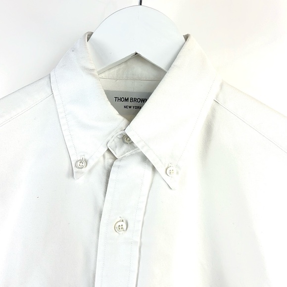 Thom Browne White Long-Sleeve Point-Collar Armband Oxford Shirt - Picture 4 of 13